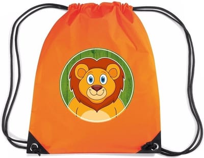 Leeuwen rijgkoord rugtas / gymtas - oranje - 11 liter - voor kinderen