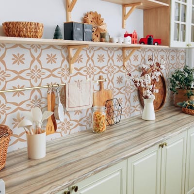 Dailygoods- Tegelsticker 25 stuks - Zelfklevende Tegels - Badkamer/Keuken - Backsplash - Makkelijk aan te brengen - Crème/Oranje - Wanddecoratie