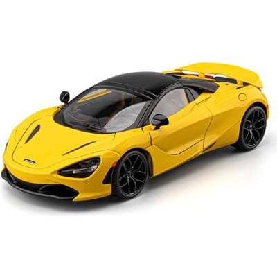 1:18 Mclaren 720S Supercar Voiture de Sport Alliage Métal Modèle Réduit Moulé Sous Pression Son & Lumière Rappel Collection Hobby Décoration Cadeau yellow