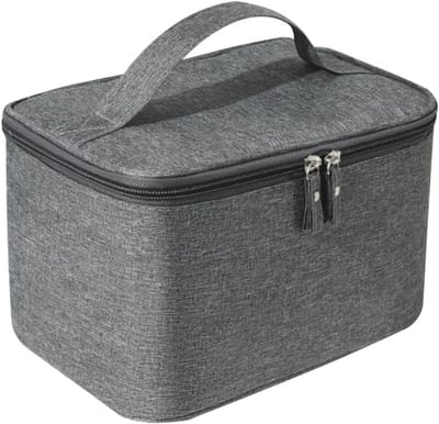 Unisex toilettas, grote waterdichte make-uptas, draagbare reisorganizer met vakken voor het opbergen van accessoires, toiletartikelen en cosmetica (grijs).