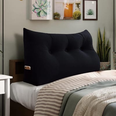 Rugkussen Bed - Hoofdeinde Leeskussen - Comfortabel Lezen - Afneembare Hoes - 100cm Breed - Geel