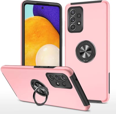 Telefoonhoesje Met Vingerring & Magneet voor Telefoohouders - Hoesje Geschikt voor: Samsung Galaxy A73 5G - Anti-drop harde cover - Roze