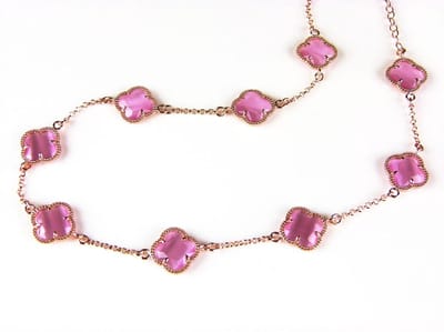model 10 Fiori collier in zilver roze verguld 10 roze klavers