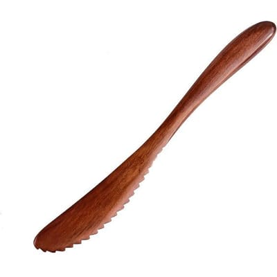 1 pièce Couteau à beurre en bois premium avec bord dentelé - Idéal pour étaler le fromage et la confiture, Essentiel de cuisine pour les cuisiniers amateurs et les chefs, Outil pour étaler le beurre brown