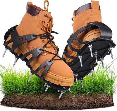 Ventilatieschoenen voor tuin en patio - verstelbare schoenen met spijkers en banden, zwart, one size, ideaal voor gras en buitengebruik
