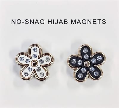 2x Hoofdoek Magneet - Magnetische Broche - Magneetbroche - Sjaal - Hijab Accessoires - Abaya - 17mm - 2 Stuks - Strass Flower