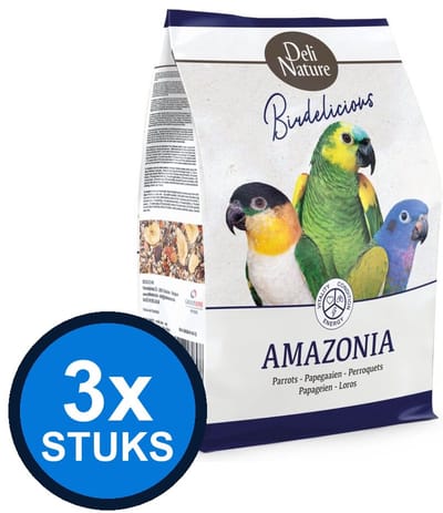 3x Deli Nature - Birdelicious papegaaien amazonia 2kg - Vogelvoer - 2 kg
