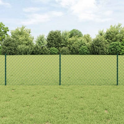 vidaXL - gaashek - met - palen - 10 - x - 0,6 - m - PVC-Coated - Staal - Groen - Mesh