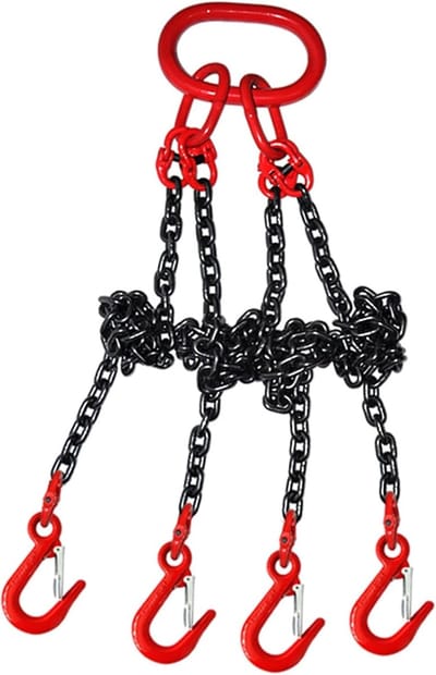 Kettinglus 4 poten - Hijsketting set - Zware lasten tillen - G80 staal met haken - 2 ton capaciteit - Zwart