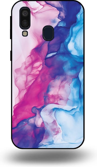 Smartphonica Telefoonhoesje Geschikt voor Samsung Galaxy A40 met Roze Blauw Marmer Opdruk - TPU Backcover Case Rose Blue Marble Design geschikt voor Samsung Galaxy A40