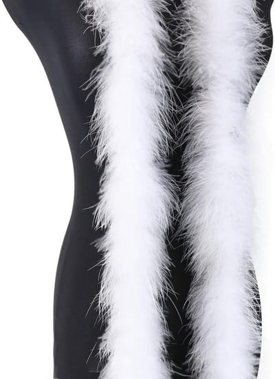 Fluffy Pluizige Veren Boa van 2 m 8 cm voor Kerstboom, Bruiloften en Feestdecoratie - Ideaal voor Burlesque en Carnaval Kostuums, Ongeveer 15 g Wit