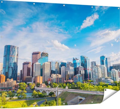 Gards Tuinposter Skyline Calgary Stad in Canada - 160x120 cm - Tuindoek - Tuindecoratie - Wanddecoratie buiten - Tuinschilderij