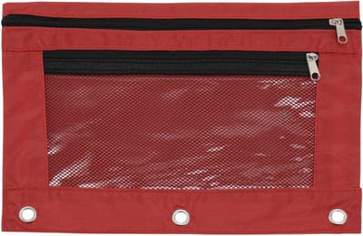 Dubbele Laags Pennenzak voor 3 Ringen Map, Transparant Gaasvenster, Stevige Ritssluiting, Perfect voor School en Kantoorgebruik
