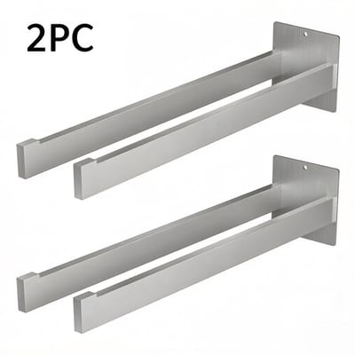 Auralum max Handdoekrek 40 cm - 2-armig Handdoekhouder - Zilver - Handdoekstang - Zonder Boren / Zelfklevend - Keuken - Badkamerrek - Handdoekhouders - Handdoekstang - 2PCS