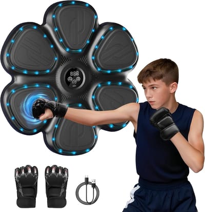 Muziek Boksmachine - Bluetooth Bokstrainer - Thuis Sporten - Verstelbare Snelheden - 41x39 cm - Zwart