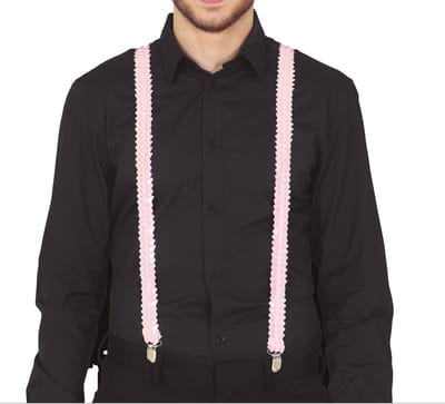Boland party Carnaval verkleed bretels - pailletten lichtroze - heren/dames - verkleedkleding accessoires