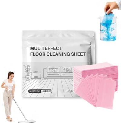 Set van 100 Vloerreiniger Strips - Allesreiniger - Wateroplosbaar - Beurten Vloer - Multi-oppervlakken Reiniger - Draagbare Dweiloplossing Met Meerdere Effecten Voor Hardhout, Tegels, Laminaat - Dieptereiniging - Hibiscus - Roze