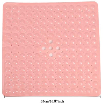 Vierkante badmat, antislip badmat met zuignappen, badmat, afvoergat, machinewasbaar 53cmx53cm