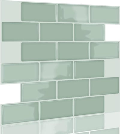 5 Stuks 3D Saliegroene Tegelstickers voor Keuken en Badkamer - Waterdicht en Zelfklevend