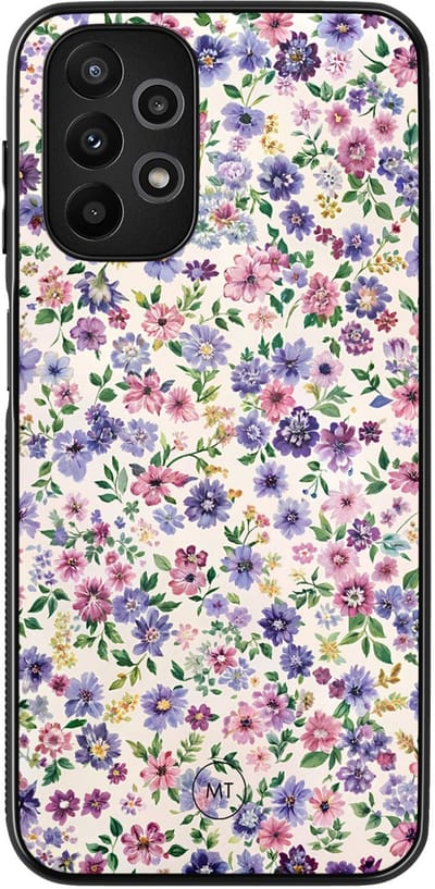 Hoesje geschikt voor Samsung Galaxy A13 4G - Paarse bloemen - TPU Hard Case Backcover - Paars - Mooie Telefoonhoesjes