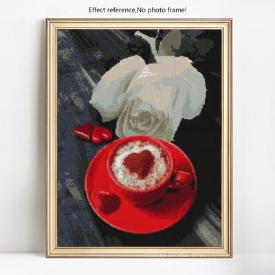 Mosaïque Diamant DIY Broderie Café et Fleurs Vente Peinture Diamant Carré Complet 20X30CM black