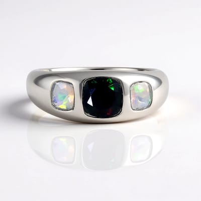 Cavill - 925 Sterling Zilver Ring - Platinaveredeling - Elegante Welo Opaal 0,804 ct - Antiek Kussen Slijpsel - Bezel Zetting - Dames Sieraad