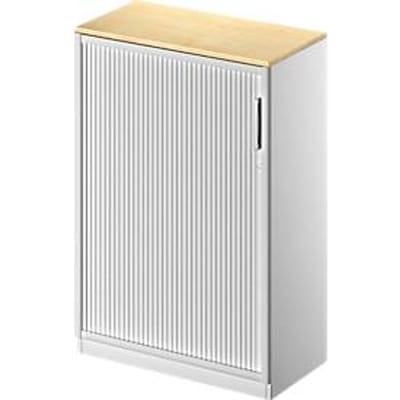 Schäfer Shop Genius Roldeurkast TETRIS SOLID, 3 ordnerhoogten, B 800 mm, incl. 19 mm afdekplaat, esdoorn/blank aluminium