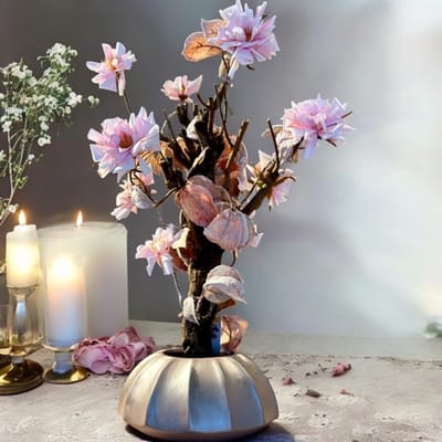 Seta Fiori - Kunst Rozen bloeiendeboom - Kunstboom - op echt hout gemaakt - roze - 66cm - voor binnen