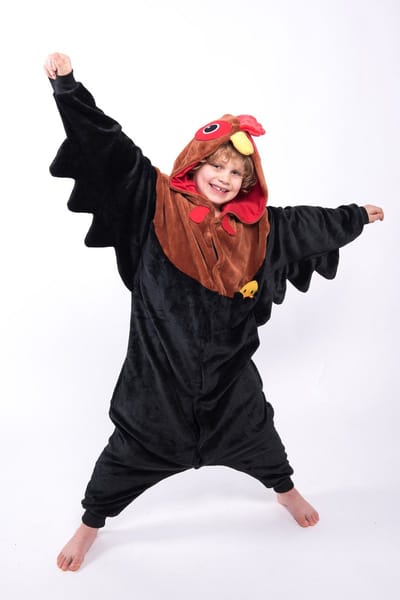 KIMU® Onesie Haan Baby Pakje - Maat 62-68 - Hanenpak Kostuum Bruin Zwart Ei Pak - Babypakje Zacht Boxpakje Kraamkado Boxpakje Pyjama Festival