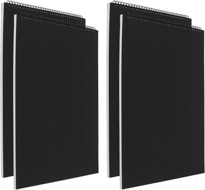 4-pack A3 zwart spiraal schetsboeken, 42 x 29,7 cm, 60 pagina's 160gsm voor kunst, tekenen en creativiteit