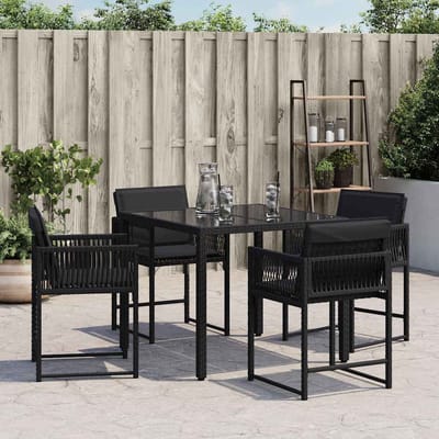 vidaXL - Tuinstoelen - 4 - st - met - kussens - poly - rattan - zwart