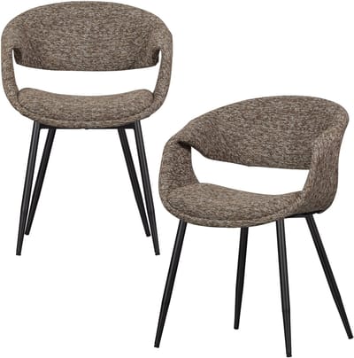 WOOOD Yossi Eetkamerstoelen Metalen Zwarte Poot - Bruin - Set van 2
