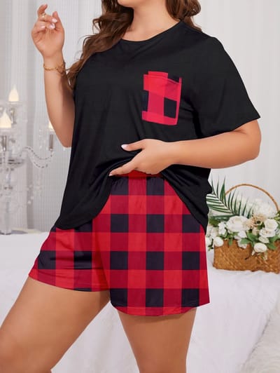 Plus Size Pyjama Set XXL – Comfortabele Melkzijde Huispakken met Korte Mouwen en Broek - Grote Maten Loungewear voor Dames