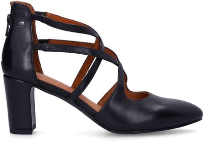 No Stress - Dames - Zwarte leren pumps met ritssluiting - Maat 37