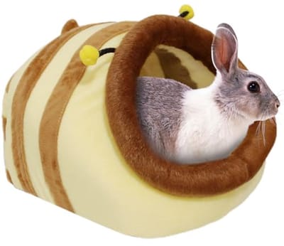 Cavia Huisje - Bij Cavia Huisje XL - Grote Pluche Slaapgrot met Uitneembaar Kussen - Warm Schuilhuis voor Cavia, Fret, Egel en Konijn - 20 x 30 x 27 cm