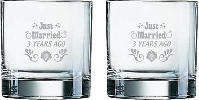 Gegraveerde set Whiskeyglazen 38cl Just Married 3 years ago