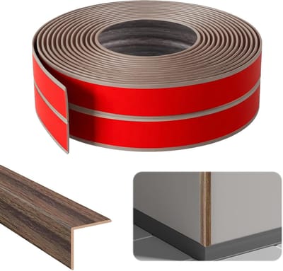 Zelfklevende Hoekstrip 1 cm x 4 m - Flexibele PVC Plinten voor Deuren, Ramen en Muren, Bescherming van Hoeken met Houtlook Afwerking