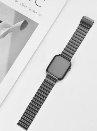 Innerlight® Effen Schakels Metalen Apple Watch Bandje - Zwart - 42/44/45/46/49mm - Schakel Armband RVS - Stainless Steel Watch Band - Roestvrijstaal - Horlogeband - Geschikt Voor Apple Watch Series 1/2/3/4/5/6/SE/7/8/9/10/Ultra