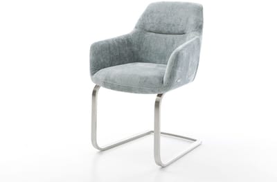 Sledestoel Pejo-Flex sledemodel vlak roestvrij staal chenille pastelblauw pocketveer kern
