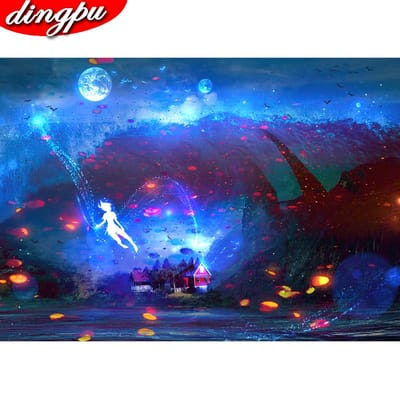 DINGPU DIY diamant schilderij 5D volledige boor ronde diamant borduurwerk woondecoratie diamant kunst 20X30CM