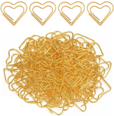 Paperclips, hartvormig, gouden paperclips, gouden paperclips, mini-paperclips, voor documenten, schoolkantoorbenodigdheden, decoratie voor bruiloften