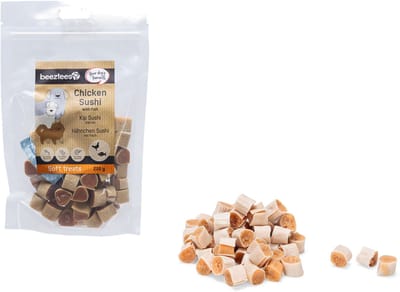 Beeztees Tasty Treats Kip Sushi met Vis - Hondensnacks - Hondenkoekjes - Hondensnoepjes - 200 gram