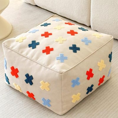 Stoffen Zitzak - Voetenbank Poef - Interieur Verfraaien - Veiligheidsrits - 45x30cm - Beige