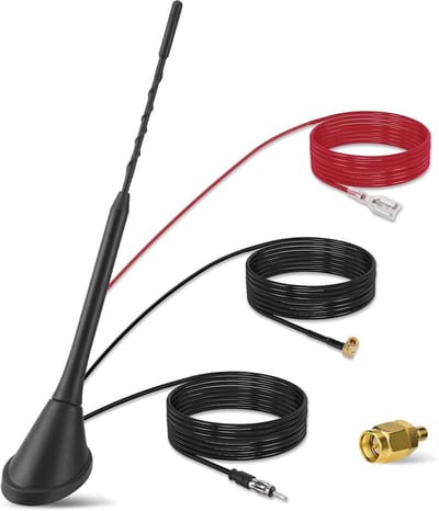 DAB/DAB+ Auto Antenne - Digitale Radio Dakantenne met Versterker + Radiosplitter en Kabel