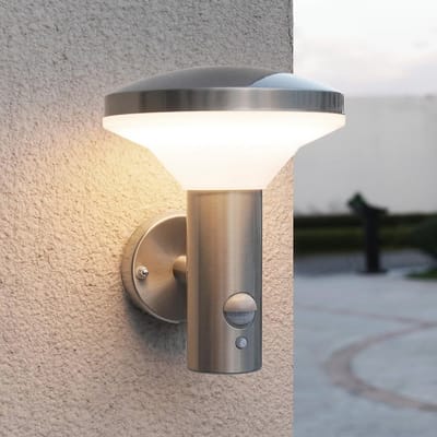 Led-buitenlamp met bewegingsmelder - RVS, 4 lichtmodi, 3000K, Warmwit, IP44