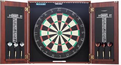 Dartbord Kast Set, Officiële Maat - Met Steeldarts en LED Verlichting - Complete Set voor Cricket