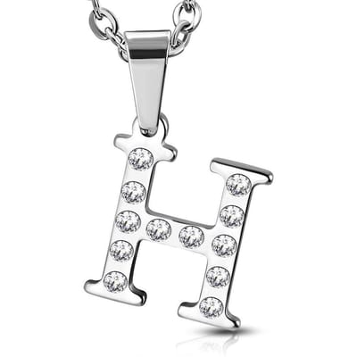 Amanto Ketting Letter H - Unisex - 316L Staal - Alfabet - 20x16mm - 50cm