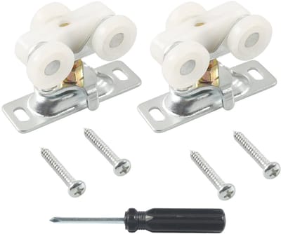 Dailygoods- Schuifdeurwielen 3/4 inch - Stil en gelijkmatig glijden - IJzer/PP - Voor kastdeuren - Geschikt voor 1-3/8 inch deuren - Afmetingen 57 x 19 mm - Deurrad