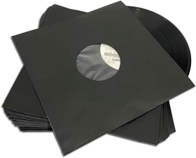 50 Stuks Vinylplaten Hoezen Zwart Papier met Antistatische Voering voor 25cm Platen