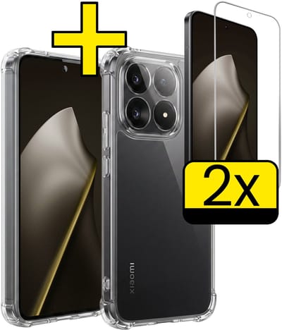 Hoesje - Met Screenprotector - 2 Stuks - Geschikt voor Xiaomi 15T - Sterk & Shockproof - Siliconen Case - Back Cover - Telefoon Hoes - Shock Proof - Telefoonhoesjes - Transparant